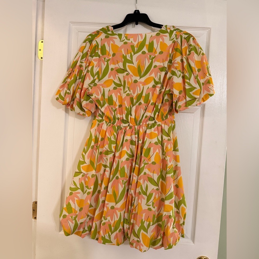 NWT Floral Cottagecore Puff Sleeve Mini Dress Boho Size Small Adora - Picture 5 of 8